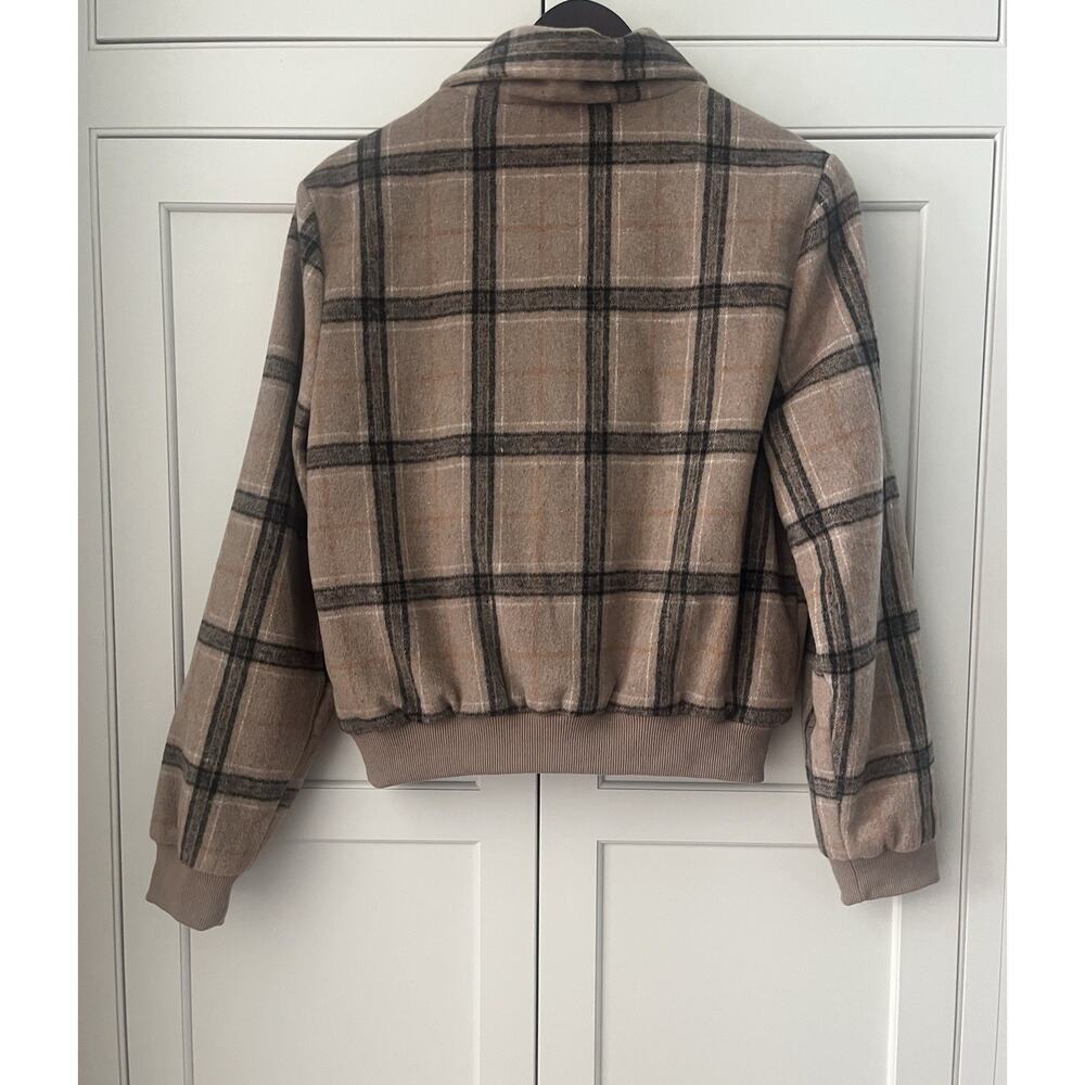 Parisian women bomber jacket Sz. 10 plaid brown academia preppy - Picture 5 of 7